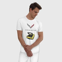 Пижама хлопковая мужская Chevrolet Corvette - этим всё сказано!, цвет: белый — фото 2