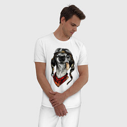 Пижама хлопковая мужская Biker dog, цвет: белый — фото 2