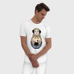 Пижама хлопковая мужская Современная матрешка, цвет: белый — фото 2