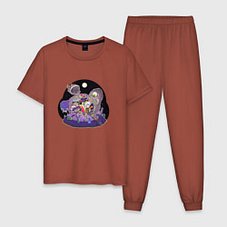 Пижама хлопковая мужская Приключения в Террарии, цвет: кирпичный