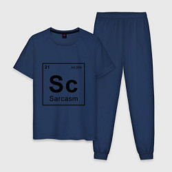 Пижама хлопковая мужская САРКАЗМ - SARCASM, Sc Таблица Менделеева, цвет: тёмно-синий