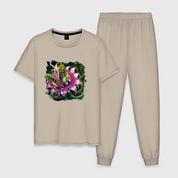 Пижама хлопковая мужская Plantera цвета миндальный — фото 1