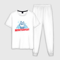 Пижама хлопковая мужская Winterfest, цвет: белый