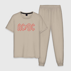 Пижама хлопковая мужская ACDC - Logo, цвет: миндальный
