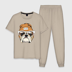 Пижама хлопковая мужская Cool dog!, цвет: миндальный