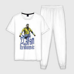 Пижама хлопковая мужская Zlatan Ibrahimovich - Milan цвета белый — фото 1
