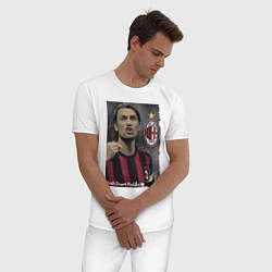 Пижама хлопковая мужская Paolo Cesare Maldini - Milan, captain, цвет: белый — фото 2