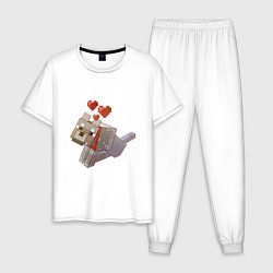 Пижама хлопковая мужская Майнкрафт - милая собачка, цвет: белый