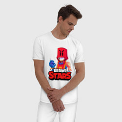 Пижама хлопковая мужская Рисунок Грома из Brawl Stars, цвет: белый — фото 2