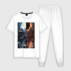 Пижама хлопковая мужская Dark Souls x Bloodborne Дарк Соулс, цвет: белый