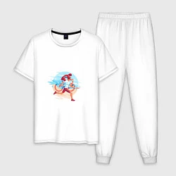 Пижама хлопковая мужская Трилайф, цвет: белый