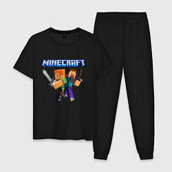 Пижама хлопковая мужская Майнкрафт - супер игра!, цвет: черный