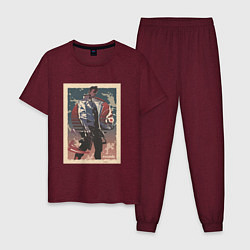 Пижама хлопковая мужская Феникс art, цвет: меланж-бордовый