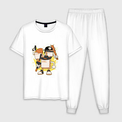 Пижама хлопковая мужская CTRLALTDEL для программиста, цвет: белый