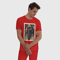 Пижама хлопковая мужская Sova арт, цвет: красный — фото 2