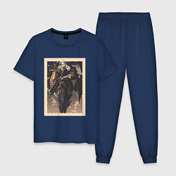 Пижама хлопковая мужская Sova арт, цвет: тёмно-синий