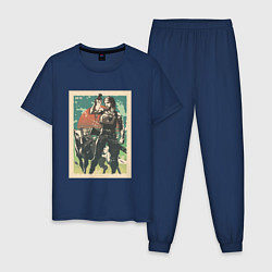 Пижама хлопковая мужская Опасная Скай, цвет: тёмно-синий