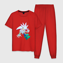 Пижама хлопковая мужская Ёж Сильвер sonic 003, цвет: красный