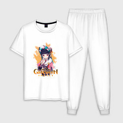 Пижама хлопковая мужская Юнь Цзинь Yun Jin, Genshin Impact Геншин импакт, цвет: белый