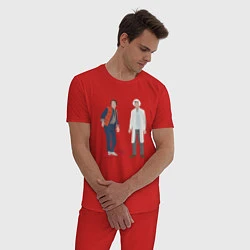 Пижама хлопковая мужская Назад в будущее делориан 2022, цвет: красный — фото 2
