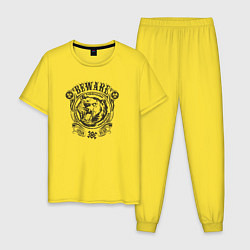 Пижама хлопковая мужская Urban bear, цвет: желтый