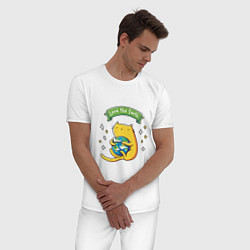 Пижама хлопковая мужская Любвеобильный Котик, цвет: белый — фото 2