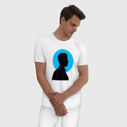 Пижама хлопковая мужская Тень мужчины, цвет: белый — фото 2