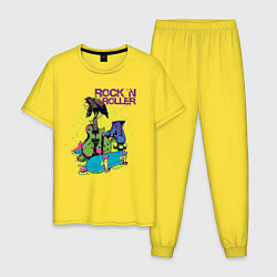 Пижама хлопковая мужская Rock n roller, цвет: желтый