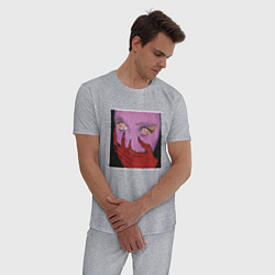 Пижама хлопковая мужская Shut up and behave обложка, цвет: меланж — фото 2