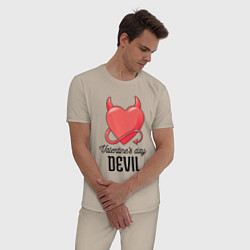 Пижама хлопковая мужская Valentines Day Devil, цвет: миндальный — фото 2