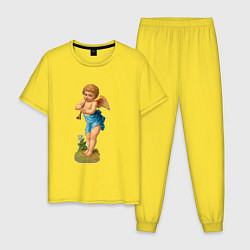 Пижама хлопковая мужская Маленький ангелочек, цвет: желтый