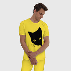 Пижама хлопковая мужская Всё тот же чёрный котяра!, цвет: желтый — фото 2