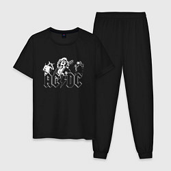 Пижама хлопковая мужская ACDC Группа, цвет: черный