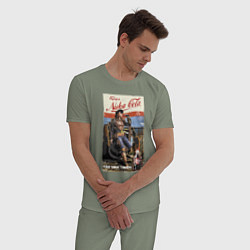 Пижама хлопковая мужская Nuka Cola - raid your first!, цвет: авокадо — фото 2