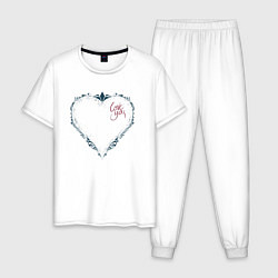 Пижама хлопковая мужская Темное сердце !, цвет: белый