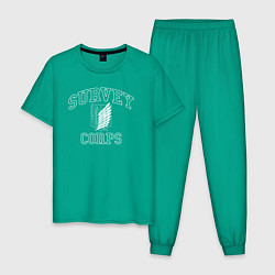 Пижама хлопковая мужская Легион Разведки Survey Corps, цвет: зеленый