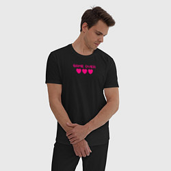 Пижама хлопковая мужская Game over розовый текст, цвет: черный — фото 2