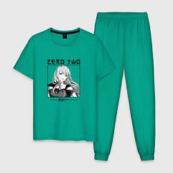 Пижама хлопковая мужская Милый во Франксе Darling in the Franxx, Zero Two, цвет: зеленый
