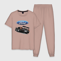 Пижама хлопковая мужская Ford Performance Motorsport, цвет: пыльно-розовый