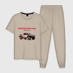 Пижама хлопковая мужская Honda racing team, цвет: миндальный
