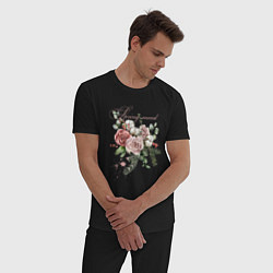 Пижама хлопковая мужская Spring mood Flower, цвет: черный — фото 2