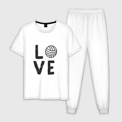 Пижама хлопковая мужская Volleyball - Love, цвет: белый