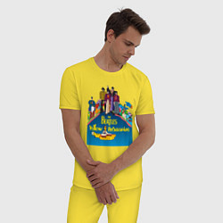 Пижама хлопковая мужская The Beatles on a Yellow Submarine, цвет: желтый — фото 2