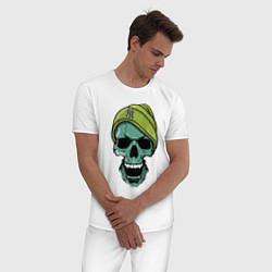 Пижама хлопковая мужская New York Yankees Cool skull, цвет: белый — фото 2