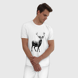 Пижама хлопковая мужская Черный олень Black Deer, цвет: белый — фото 2