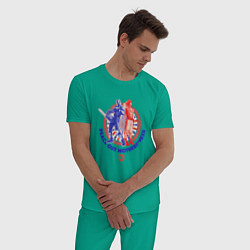 Пижама хлопковая мужская Линчеватель и Миротворец, цвет: зеленый — фото 2