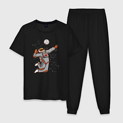 Пижама хлопковая мужская Мощный космический удар, цвет: черный