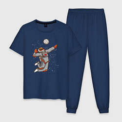 Пижама хлопковая мужская Мощный космический удар, цвет: тёмно-синий