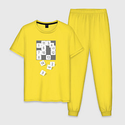 Пижама хлопковая мужская Пятнашки, цвет: желтый