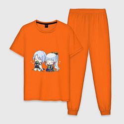 Пижама хлопковая мужская Аято и Аяка, цвет: оранжевый